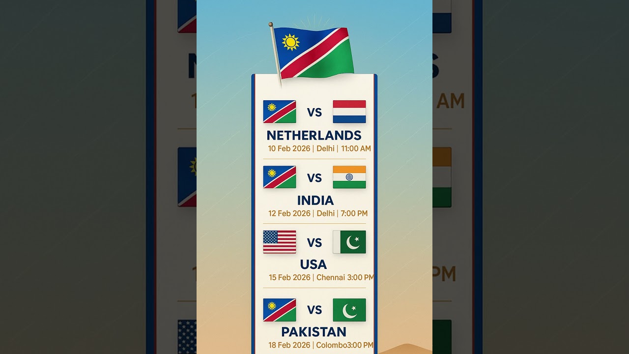 Team Namibia Fixtures – ICC T20 World Cup 2026 | Full Group Stage Schedule Update