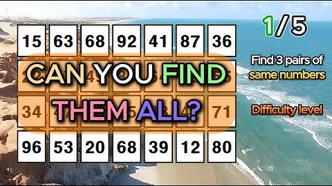 GENIUS FINDS THE DIFFERENCE! Find 3 pairs of identical numbers /Dementia Prevention Quizzes/Tests.71