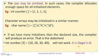 MODULE 3 - TOPIC 4 - INITIALIZATION OF ONE DIMENSIONAL ARRAY