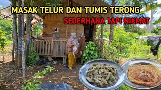 🍆🥚 Cooking at the Forest Cabin 🍳 | Stir-fried Eggplant & Omelet, Continuing to Tend the Garden 🌿🌶️