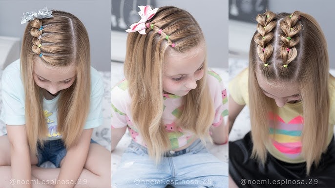 Peinado para NIÑAS con cabello suelto y gomitas FÁCIL Y RÁPIDO 🌺🌺 