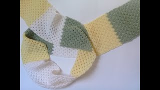 كوفية كروشيه بغرزة الجرانى وطريقة تغيير الالوان   Easy quick Crochet scarf for beginners