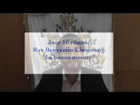 Tomer Deborah, résumé du cours du 16e jour par le Rav Chemouny
