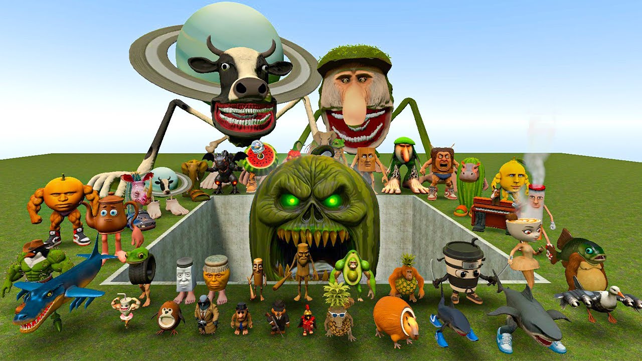 ALL NEW ITALIAN AI BRAINROT MEMES VS THE GIANT PIT WITH ROTTEN BOSS HEAD LIN GANG MELON!-Garry's Mod