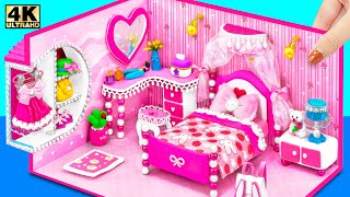 Building Pink Princess Bedroom using Polymer Clay, Cardboard for Pet ❤️ DIY Miniature Clay House