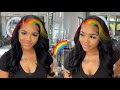 Rainbow Patch Wig 🌈 | How To Neon Colors on Black Hair 💪🏾 | Nadula Hair