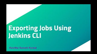 Exporting Jobs Using Jenkins CLI