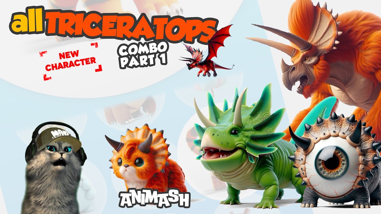 TRICERATOPS combo part1 Animash gameplay, cute animal merge - YouTube