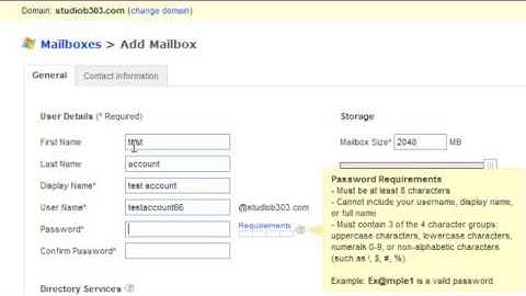 Rackspace Exchange Control Panel overview
