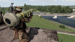 New Ukrainian Anti Tank Missile FGM148 Javelin Destroyed Bridge with Russian Armored Convoy - Arma 3