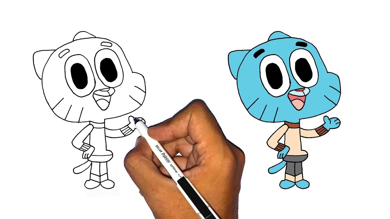 ‫تعليم الرسم للاطفال كيف ترسم غامبول خطوة بخطوة للمبتدئين‬‎ YouTube