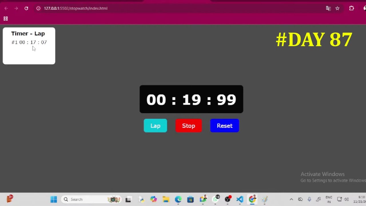 stopwatch using html css javascript || Frontend Web Development ...