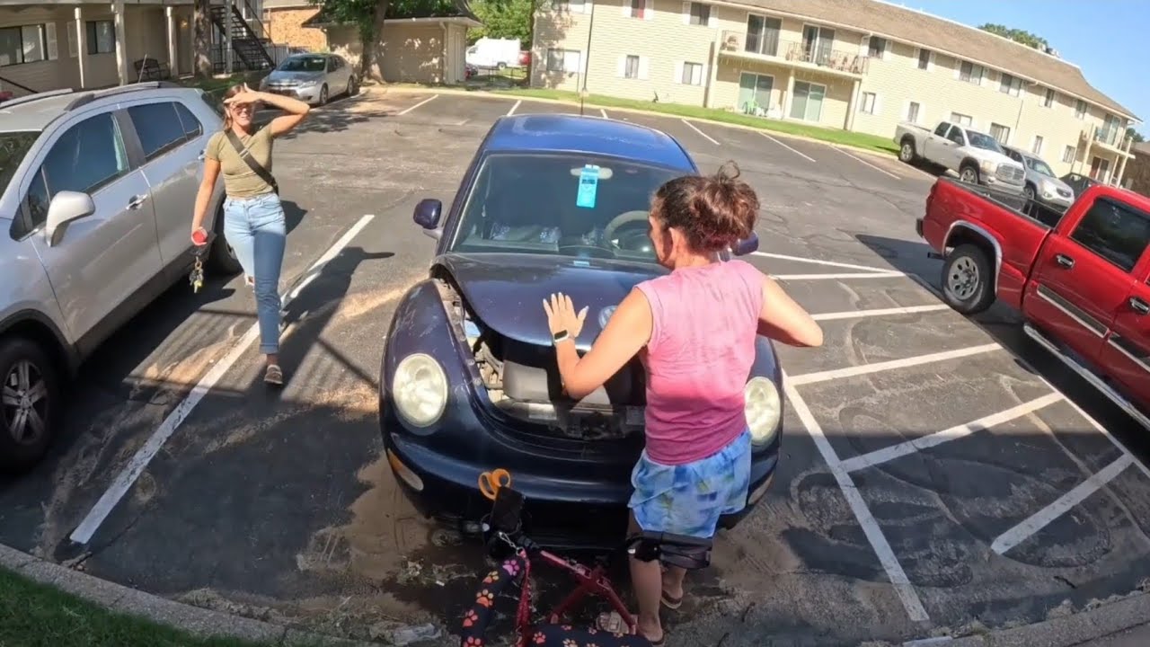 Stranded and stressed 😫  Volkswagen, because walking builds character. 