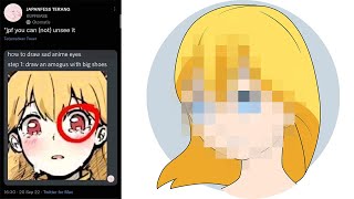 How To Draw Sad Anime Eyes With Among Us Character