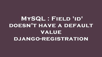 MySQL : Field 