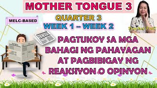 MTB-MLE 3 || QUARTER 3 WEEK 1 - 2 | PAGTUKOY SA MGA BAHAGI NG PAHAYAGAN AT PAGBIBIGAY NG REAKSIYON