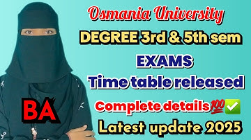 BA 3rd 5th semester exams time table released 💯✅️ | O.U | Clearly explained