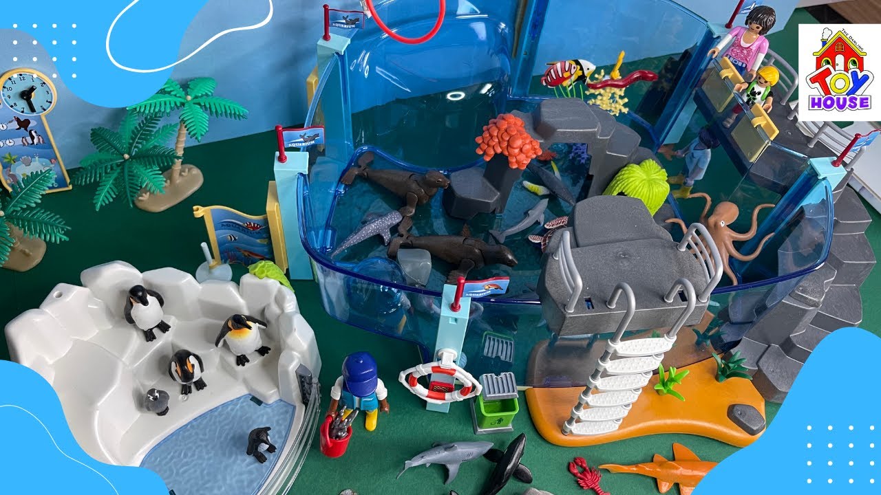 Animal Noise | Playmobil Aquarium build and play with animals for kids
