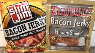 Slim Jim Bacon Jerky \& Wild Bill’s Bodacious Bacon Jerky Review