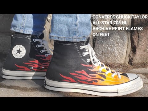 converse chuck 70 hi archive flame print trainers in black