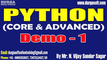 PYTHON tutorials || Demo - 1 || by Mr. N. Vijay Sunder Sagar On 15-04-2024 @7PM IST