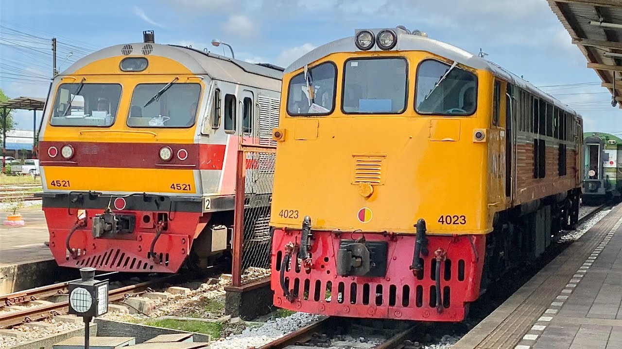 SRT. รถไฟไทยสายใต้หลากหลายขบวนยามเช้าที่แสนวุ่นวาย ที่สถานีรถไฟสุราษฎร์ธานี Surat Thani Station