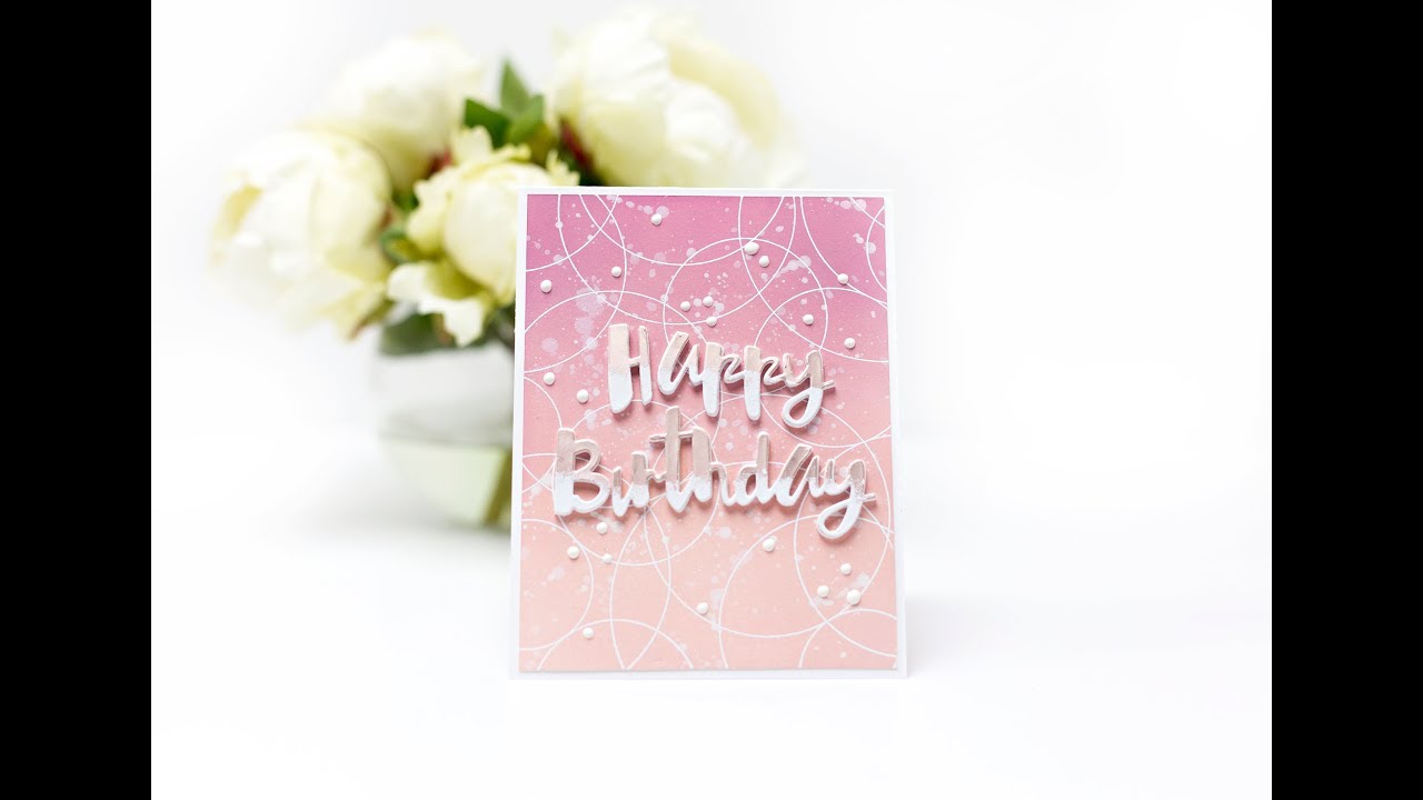 Birthday card | Distress oxide ink blending with makeup brushes - YouTube