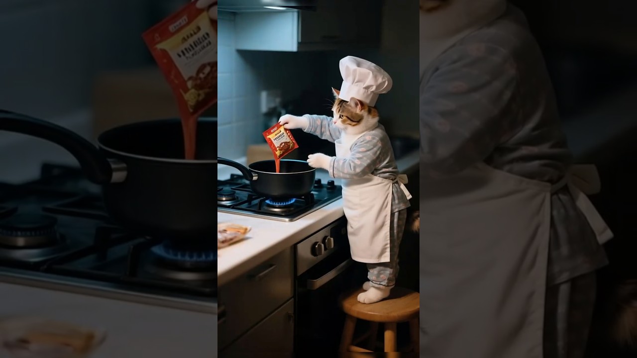 Hua Hua originally intended to sneak a midnight snack#pets #cat #funny #animals #ai