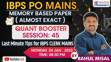 IBPS PO MAINS MEMORY BASED PAPER (QUANT)