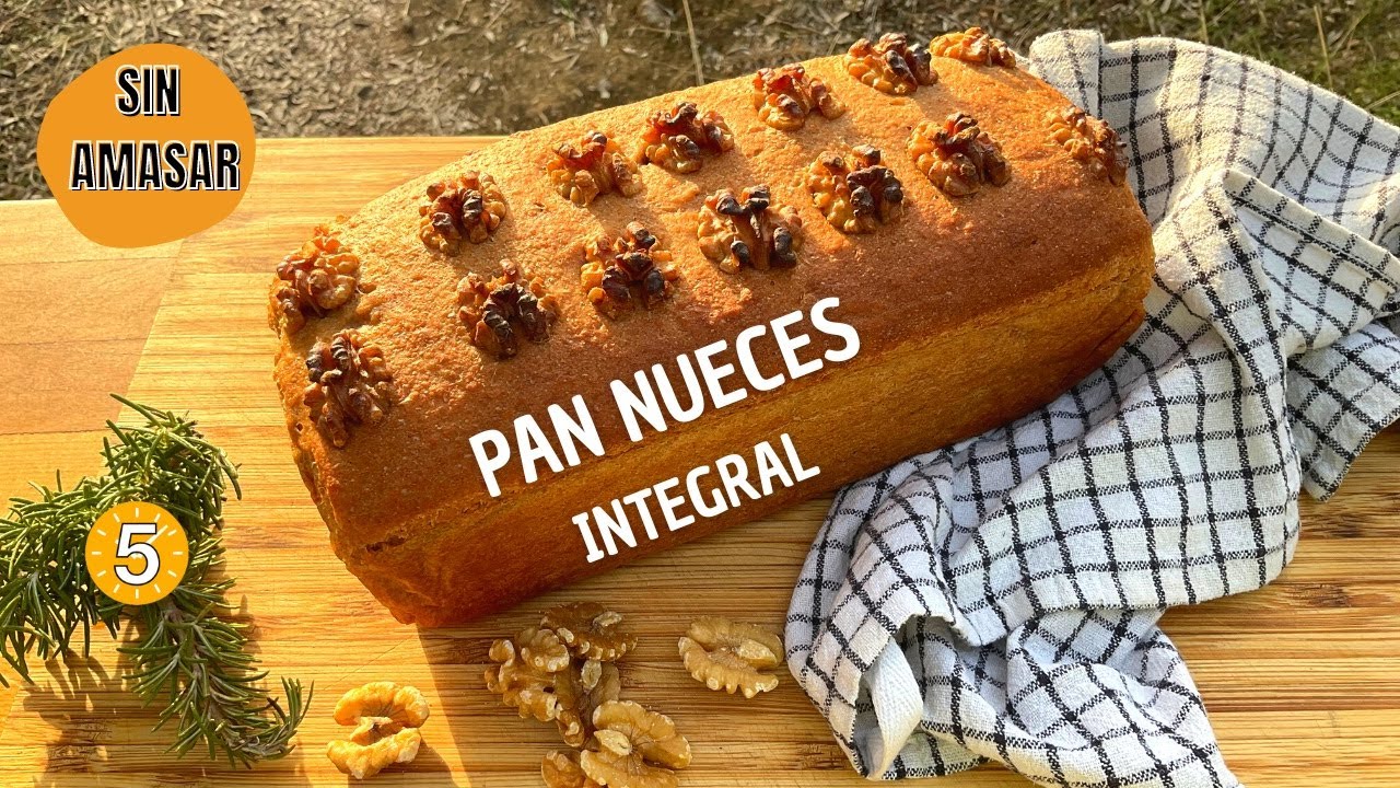 PAN DE NUECES INTEGRAL (Sin Amasar) - Recetas en 5 minutos - YouTube