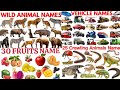 100 Names Mega Learning | Wild Animals Vehicles Fruits Crawling animal | Big Bee Balloon | 4 in 1