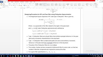 DESIGN OF IIR CHEBYSHEV FILTERS