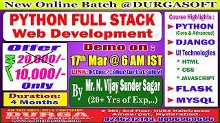 PYTHON FULL STACK Web Development Online Training @ DURGASOFT