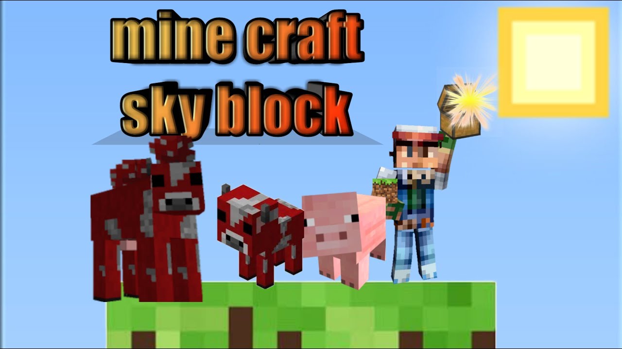 Minecraft sky block part 2 so many farm animals and chest - YouTube