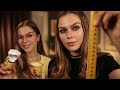 Asmr pampering you with my sister measuring shaving trimming face massage bilingual rp engru