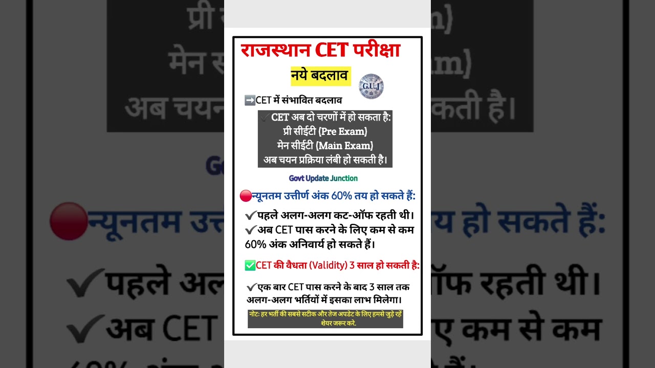 Rajasthan CET 2026 में बड़े बदलाव ‼️ नए नियम लागू | CET Validity 3 साल | Rajasthan CET Latest Update