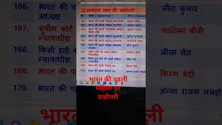 भारत की पहली महिला पर प्रश्नोत्तरी #सामान्य ज्ञान प्रश्नोत्तरी #GK Questions Answers #viral Trending
