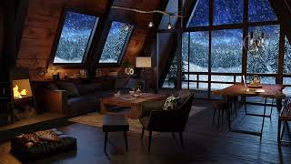 Snowstorm, Howling Wind And Crackling Fireplace In A Cozy Winter Hut  For Sleep, Relax & Study