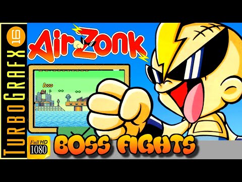 Air Zonk (Turbografx 16 / PC Engine) Boss Fights in 1080p / 60fps