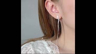 Elegant Diamond Earrings, 925 Sterling Silver Cubic Zirconia Minimalist Delicate Simple Long Dangle Elegant Diamond Earrings, 925 Sterling Silver Cubic Zirconia Minimalist Delicate Simple Long Dangle