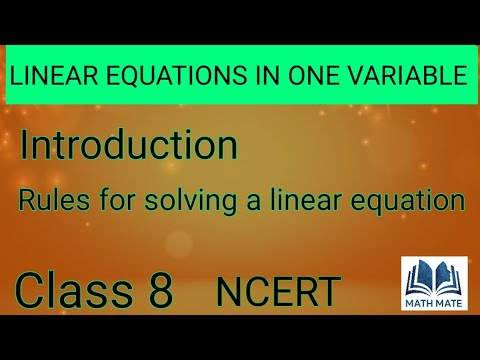 Linear Equations in one variable || Introduction || Rules for solving a ...