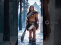“She Fought to Survive in the Ice Age 🩸❄️. #IceAge #PrehistoricWarrior #SurvivalStory#FemaleWarrior
