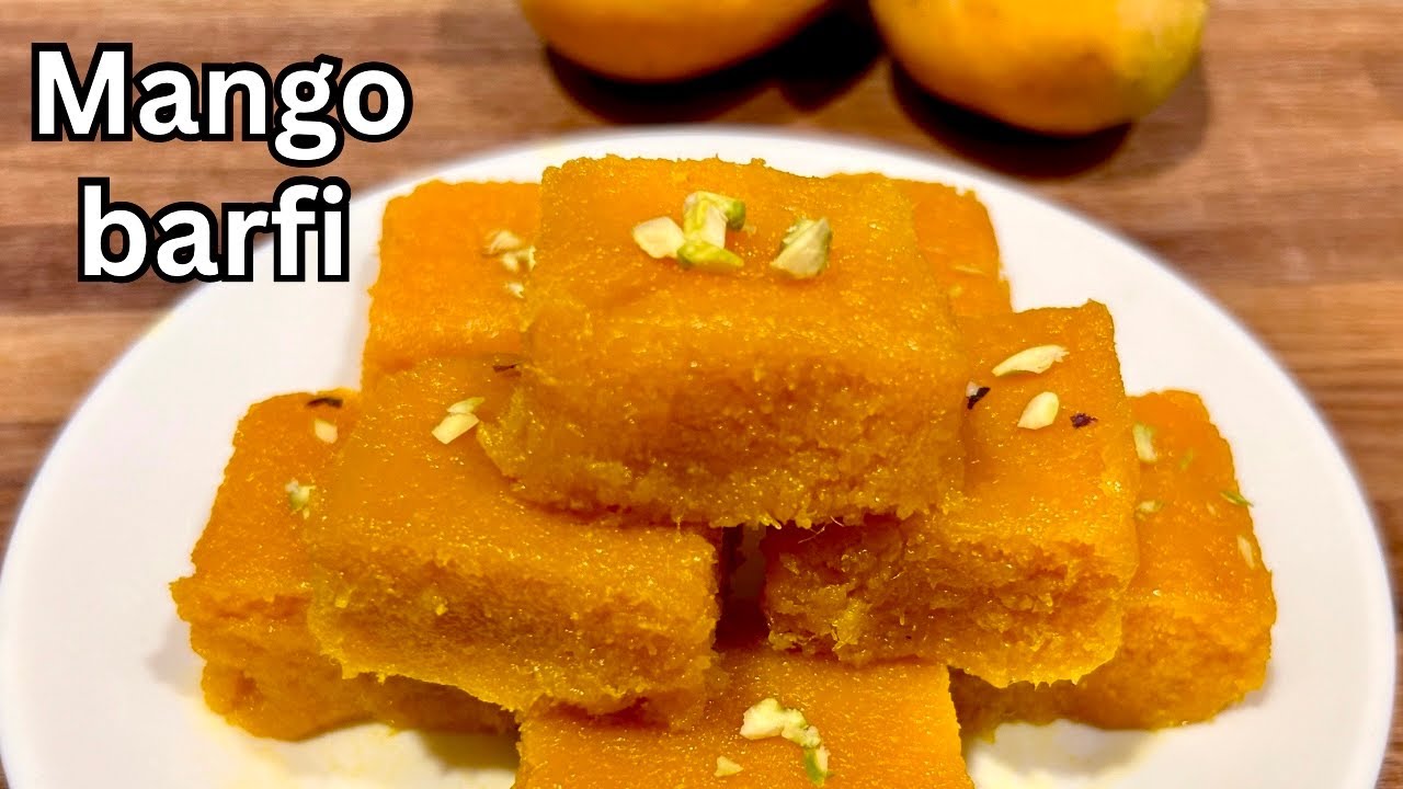Step-by-Step Mango Barfi  with Coconut Twist | how to make mango barfi at home |
