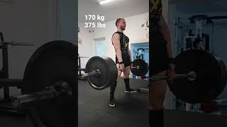 170 kg / 375 lbs Deadlift @66 kg / 145 lbs BW