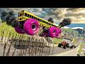 الرجل العنكبوت انقاذ باتمان Epic High Speed Monster Truck Jumps And Crashes #1 - BeamNG Drive