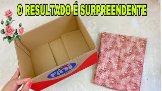 IDEIA CRIATIVA COM CAIXA DE PAPELÃO E TECIDO FAÇA VOCÊ MESMO #viral #compartilhe #diy