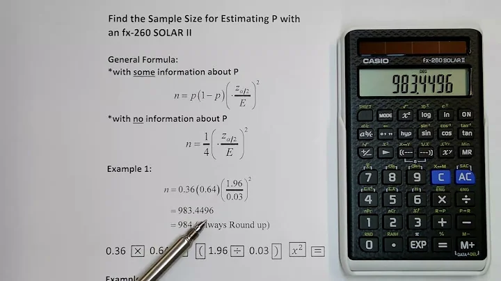 Find Sample Size for Estimating Proportion with a Casio fx-260 SOLAR II