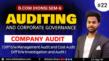 Auditing class for bcom | Management & cost audit | Investigation and audit | Part 22 | CA Ajay Sir