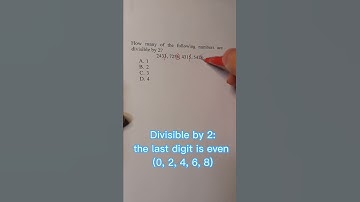Divisible by 2: The last digit is even (0, 2, 4, 6, 8) #math  #tips #enjoymath365