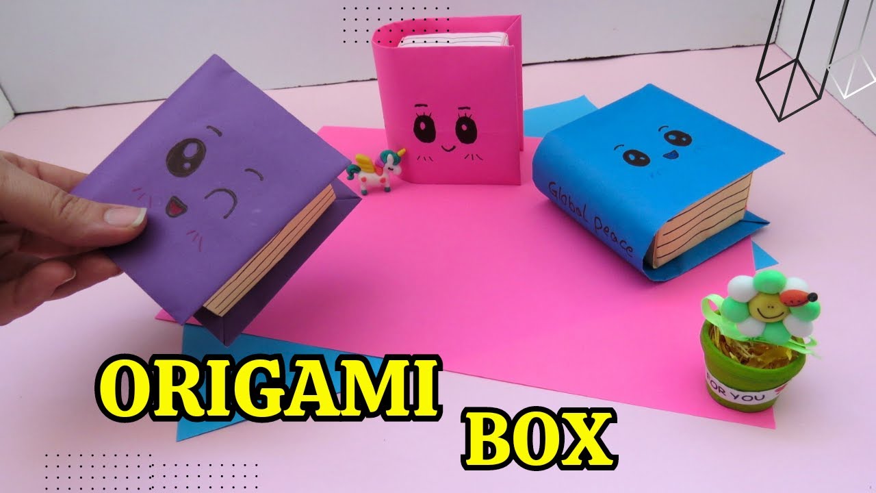 Origami paper book box/origami desk organizer YouTube